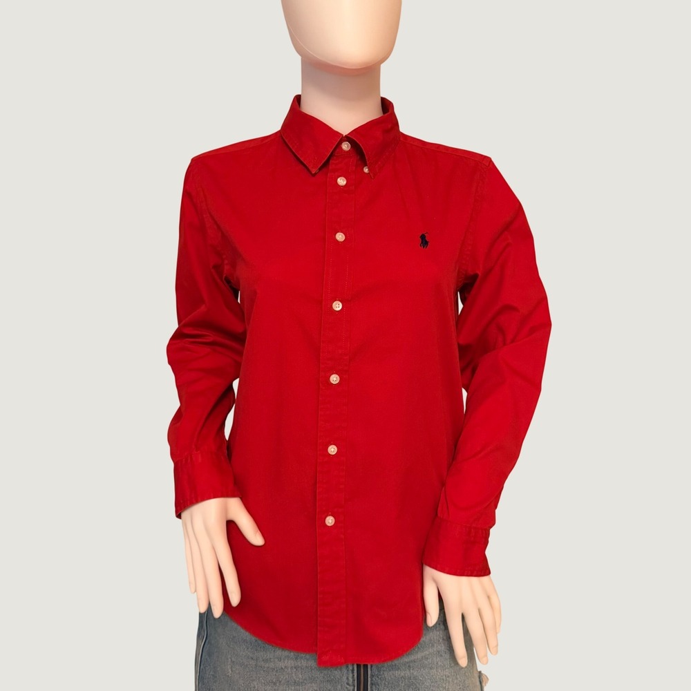 Ralph Lauren Kids Red Long Sleeve Button Down Shirt Size14-16 ( Womens size S )